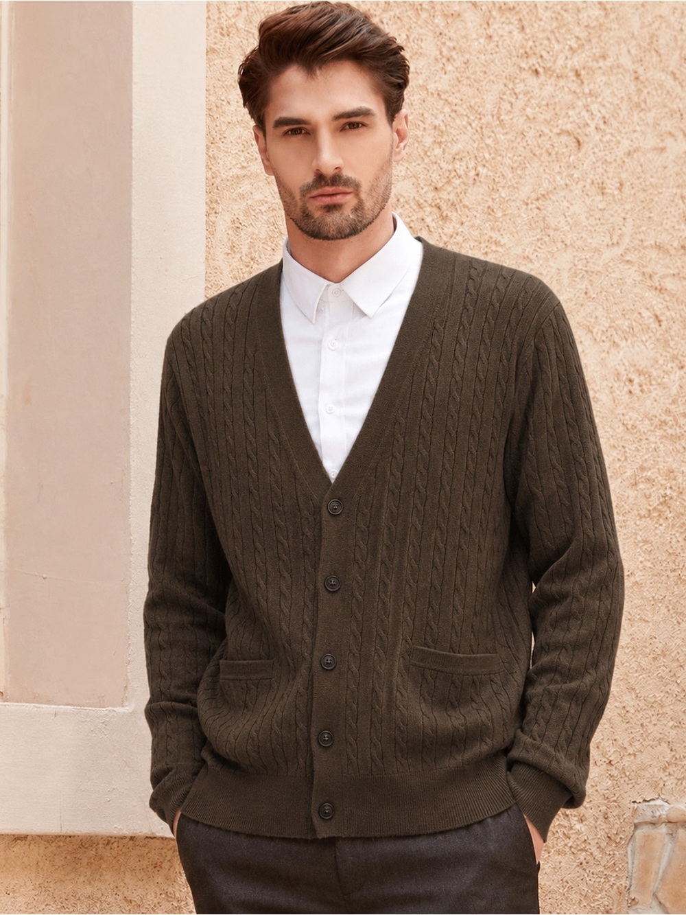 NWT Kallspin Wool Blend Cable-Knit Cardigan Men's Size Large